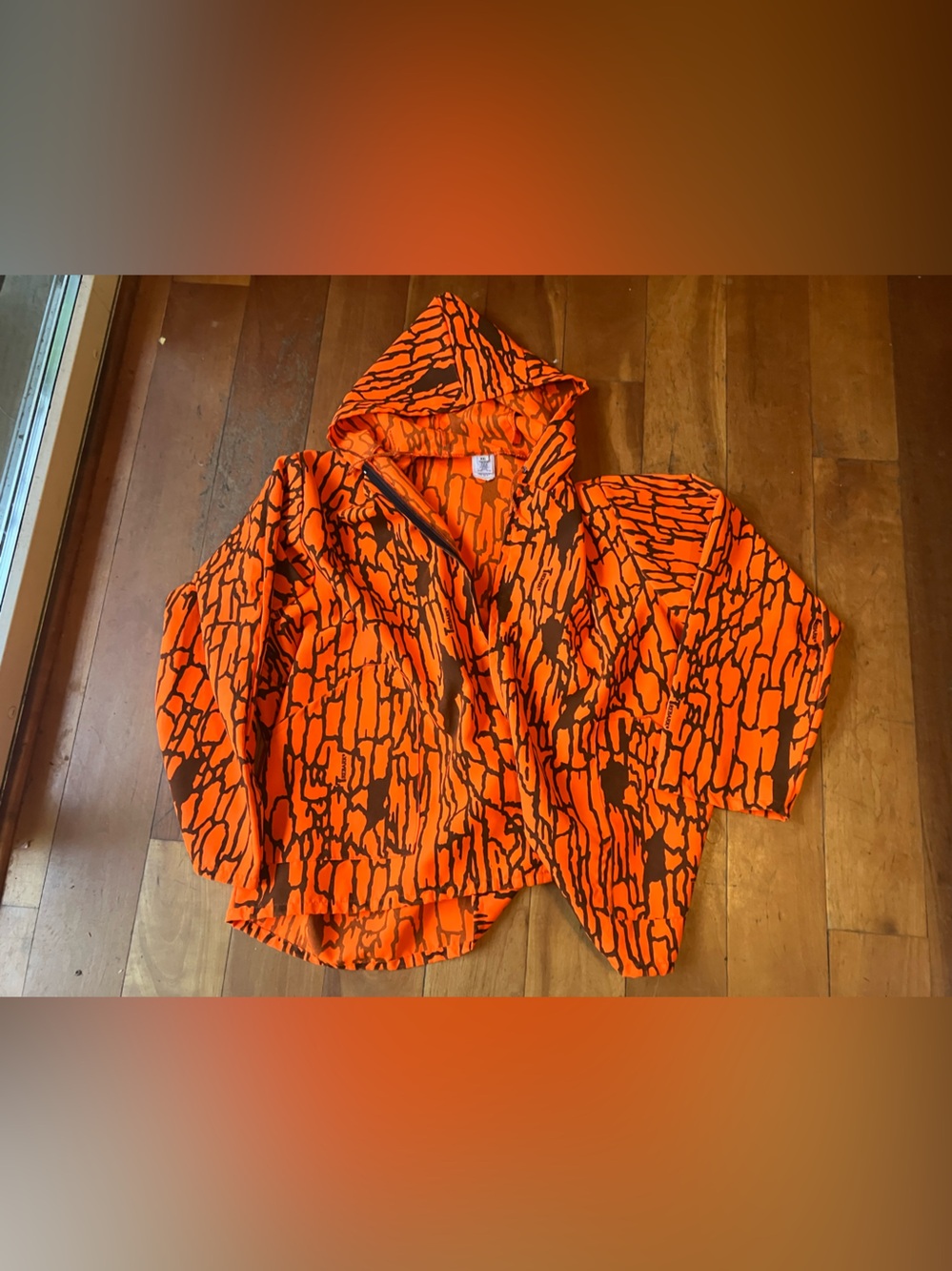 Orange & Black Graphic Hooded Jacket
